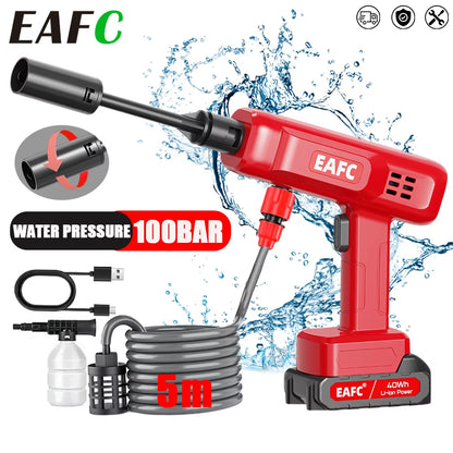 100Bar Electric Car Washer Gun Wireless High Pressure Cleaner Foammulti-Function Nozzle Protable Car Home Wash Garden Spray