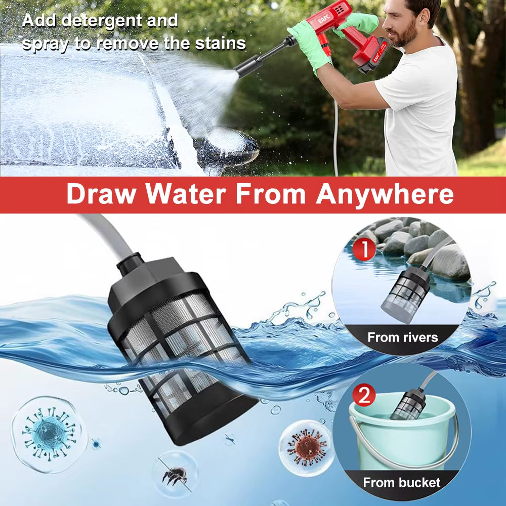 100Bar Electric Car Washer Gun Wireless High Pressure Cleaner Foammulti-Function Nozzle Protable Car Home Wash Garden Spray