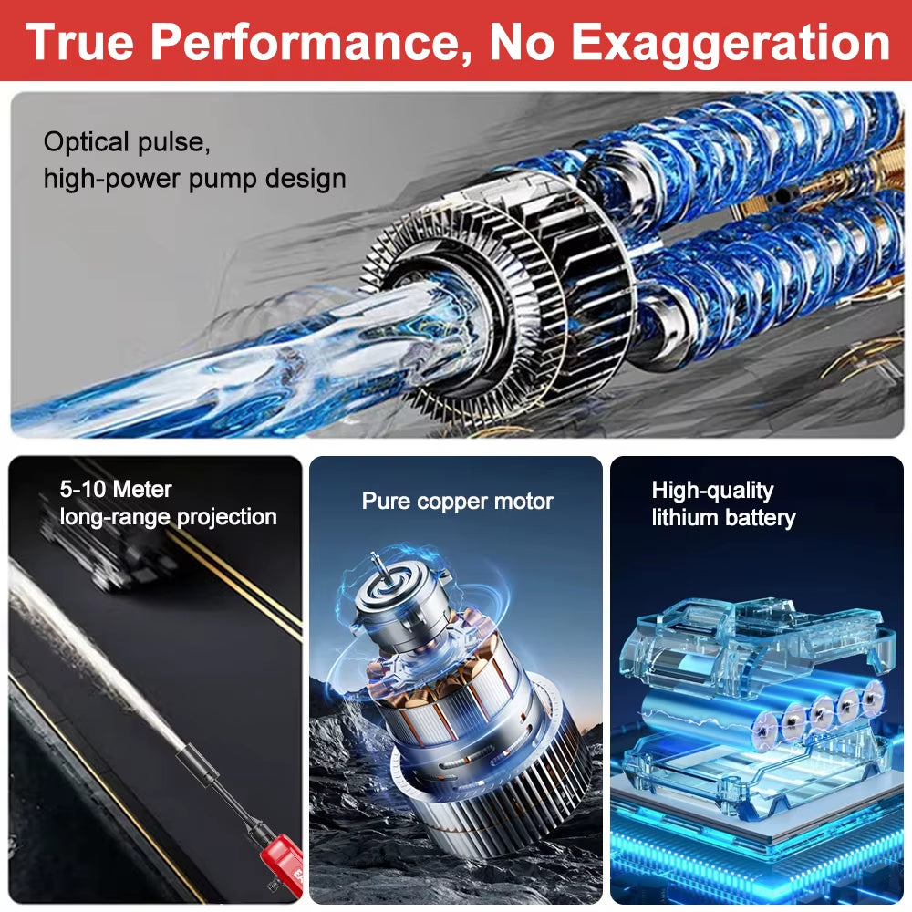 100Bar Electric Car Washer Gun Wireless High Pressure Cleaner Foammulti-Function Nozzle Protable Car Home Wash Garden Spray
