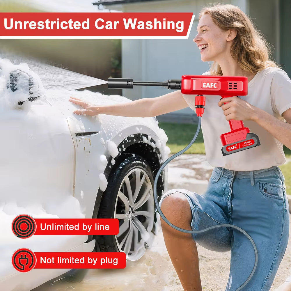 100Bar Electric Car Washer Gun Wireless High Pressure Cleaner Foammulti-Function Nozzle Protable Car Home Wash Garden Spray