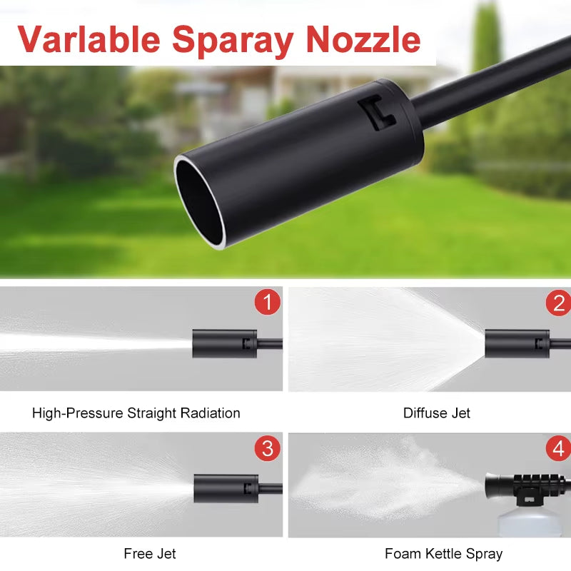 100Bar Electric Car Washer Gun Wireless High Pressure Cleaner Foammulti-Function Nozzle Protable Car Home Wash Garden Spray